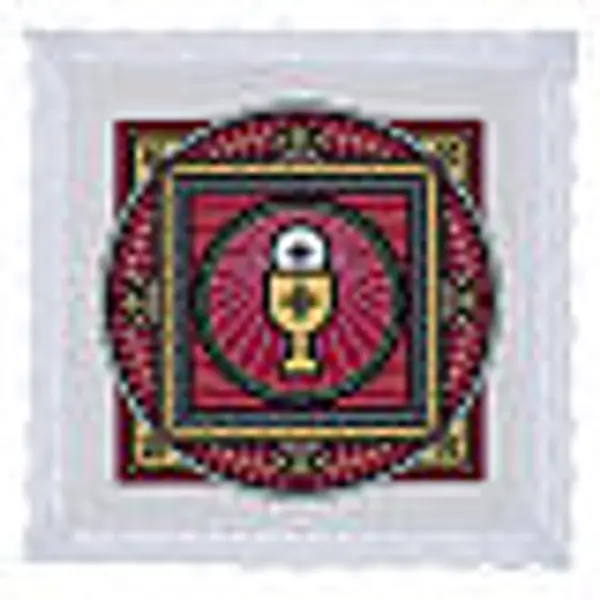 Palle couleur pourpre en lin et coton impression calice et hostie