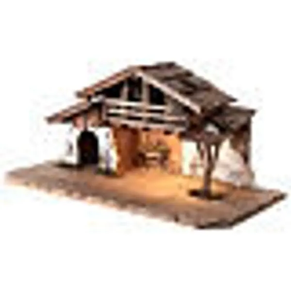 Cabane style nordique lumière LED crèche 12 cm Kostner 30x70x35 cm