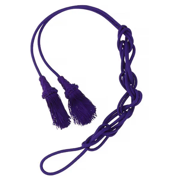 Cordon pour prêtre violet uni gland frange chainette bois