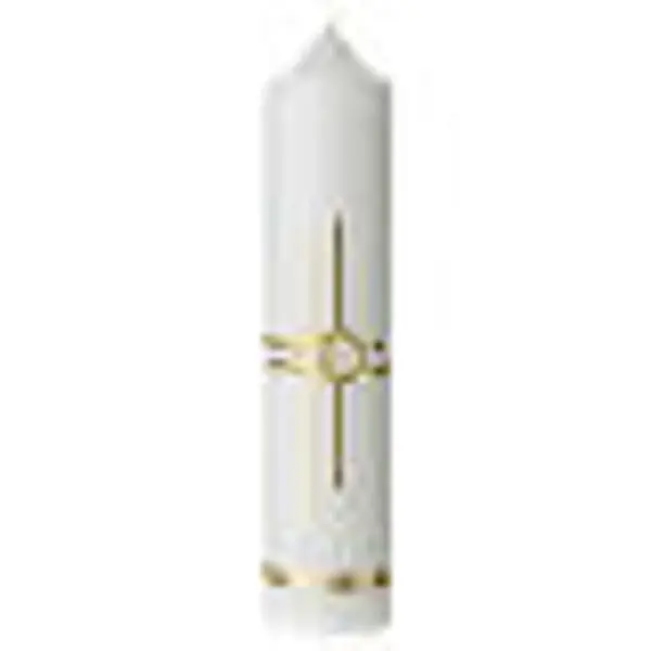 Bougie mariage croix alliances dorées 265x60 mm