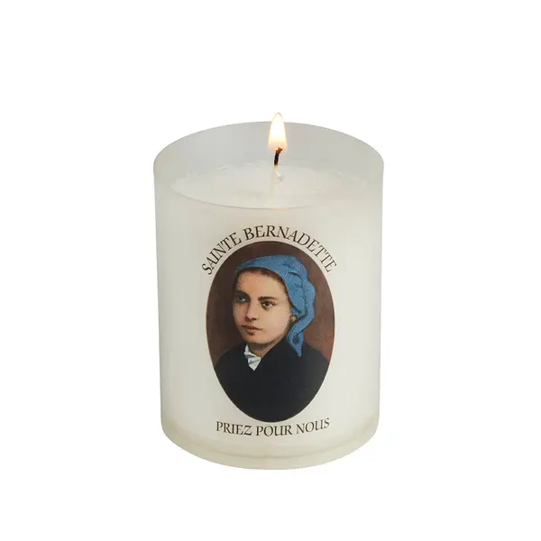 Veilleuse votive effigie Sainte Bernadette - bougie Luminat V80 godet végétal