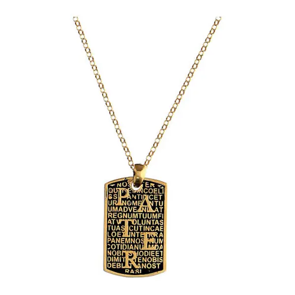Collier Benedictus Pater argent 925 doré bruni