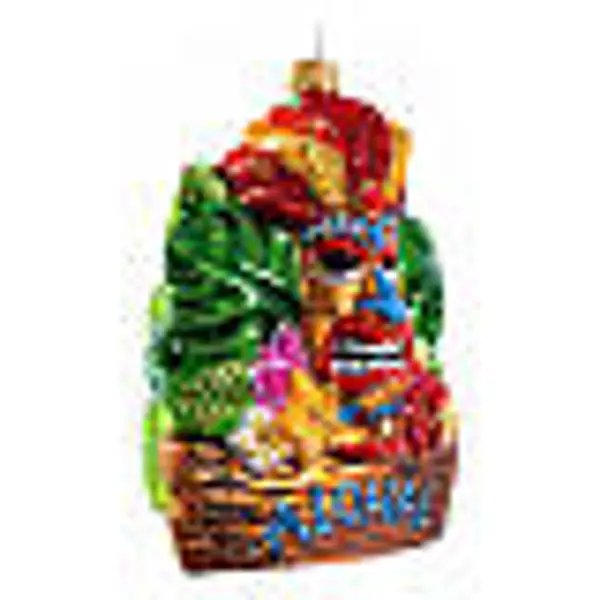 Aloha tiki décoration verre soufflé sapin Noël h 11 cm