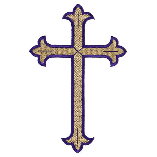 Croix trilobée application à repasser vêtements liturgiques 4 couleurs 24x15 cm