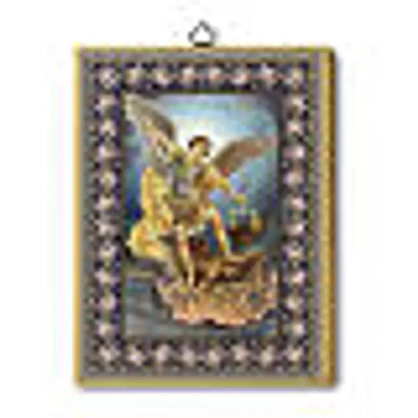 Cadre à suspendre Saint Michel impression sur bois 20x15 cm