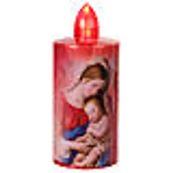 Bougie électrique impression Vierge Immaculée lumière rouge fixe 60 jours usage unique