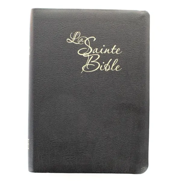 BIBLE SEGOND 1910 Gros caractères couverture en cuir et feuilles dorées avec onglets