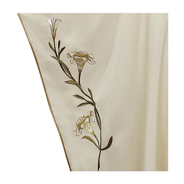 Chasuble mariale blanche manches lys polyester