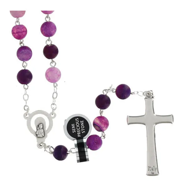 Chapelet argent grains 5 mm agate violette