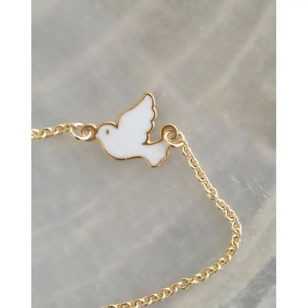 Gourmette Colombe personnalisable | Or 18 carats