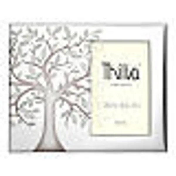 Cadre Thilia en aluminium argenté Arbre de Vie feuilles vertes photo sur le côté 20x25 cm