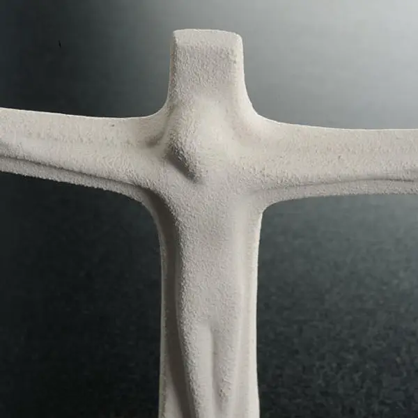 Crucifix pour table argile blanche cm 11