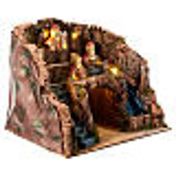 Village crèche napolitaine 10 cm chute d'eau maisonnettes 30x35x30 cm