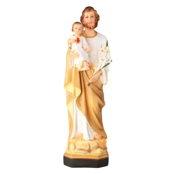 Saint Joseph with Child Coloured resin statue 40cm