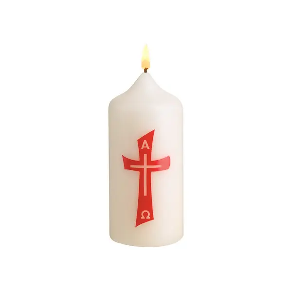 Cierge de baptême 11 cm "Croix rouge" blanc cassé (x18)