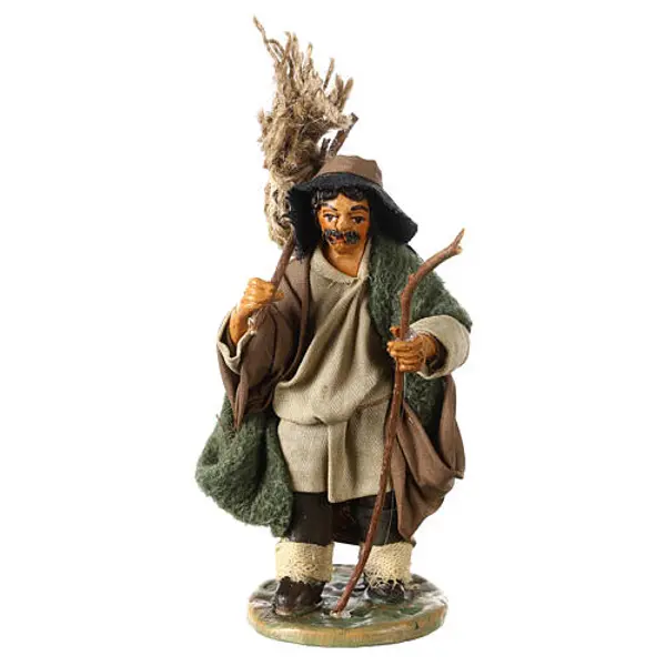 Pèlerin avec fagot crèche Napolitaine10 cm