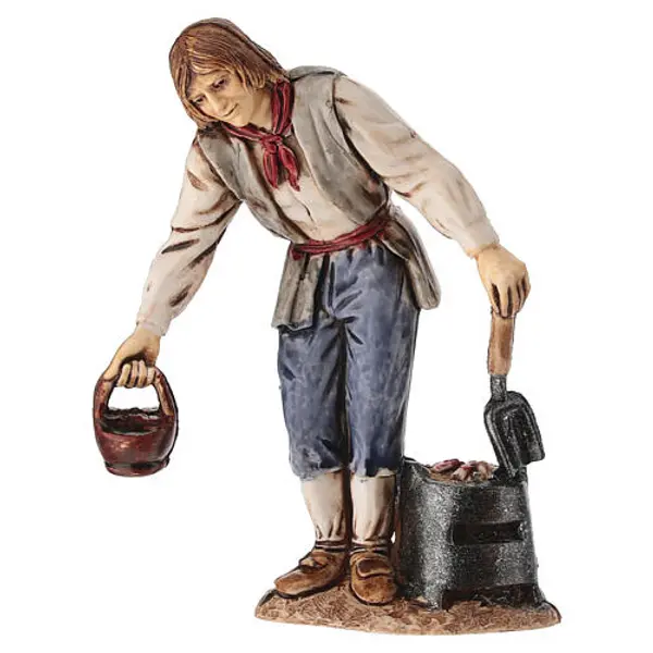 Charbonnier avec fagot de bois pour crèche Moranduzzo 10 cm