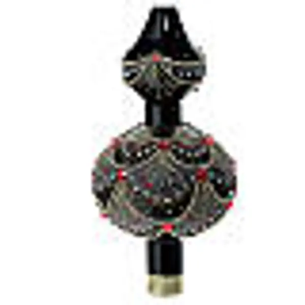 Cimier sapin de Noël verre soufflé noir motifs dorés et strass rouges 35 cm