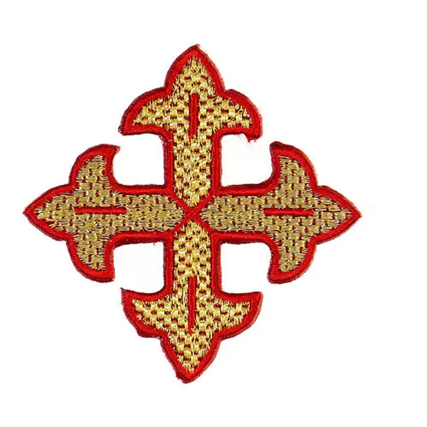 Pièce décorative thermocollante 8 cm croix trilobée couleurs liturgiques