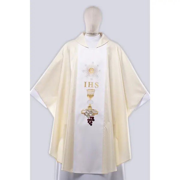 Chasuble solennelle blanche-dorée brodée I10/b