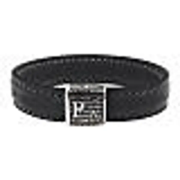 Bracelet Benedictus Pater argent 925 cuir noir