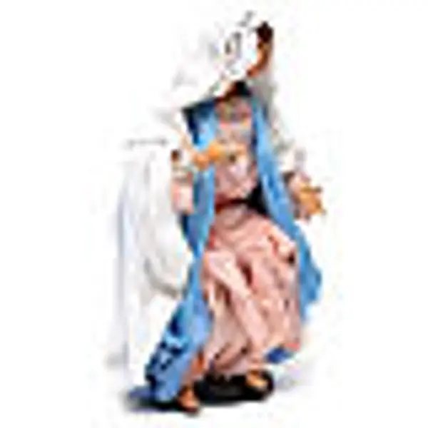 Vierge Marie assise avec bras ouverts pour crèche napolitaine style 1700 35 cm