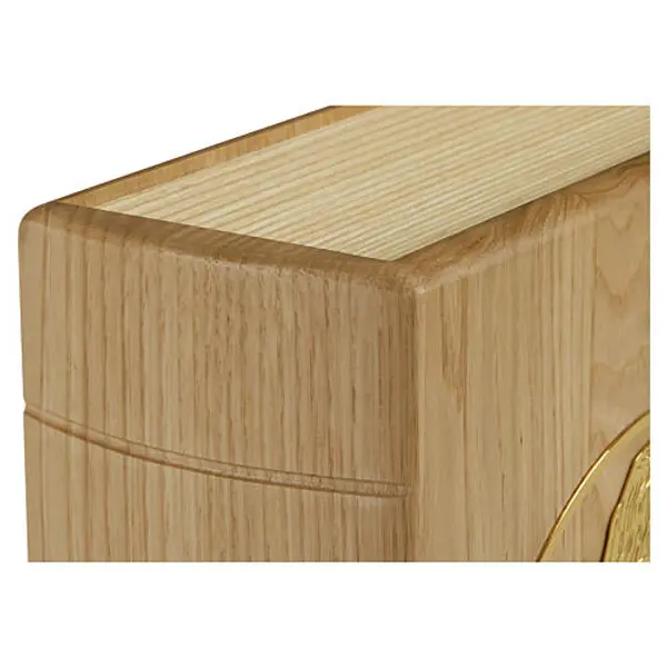 Urne cinéraire en forme de livre en bois de châtaignier gamme Unica avec décor Padre Pio 30x25x10 cm