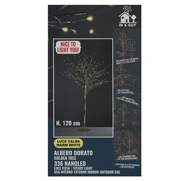 Arbre lumineux 336 NANOLEDs doré 120 cm