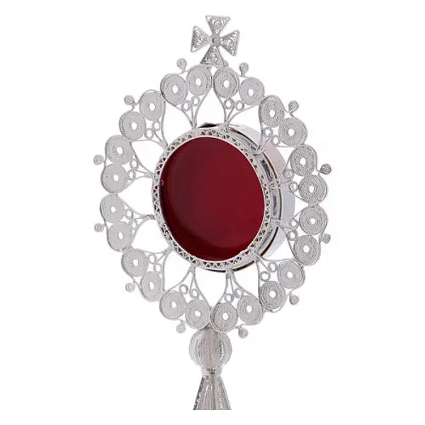 Reliquaire filigrane argent 800 13 cm