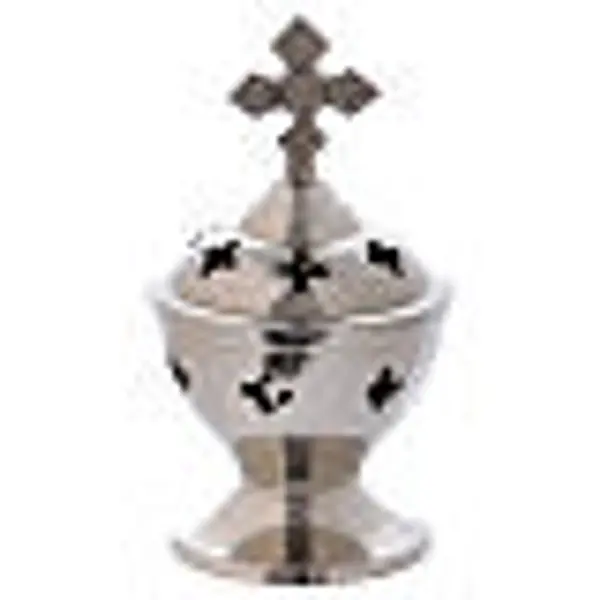 Brûle-encens croix laiton argenté 14 cm