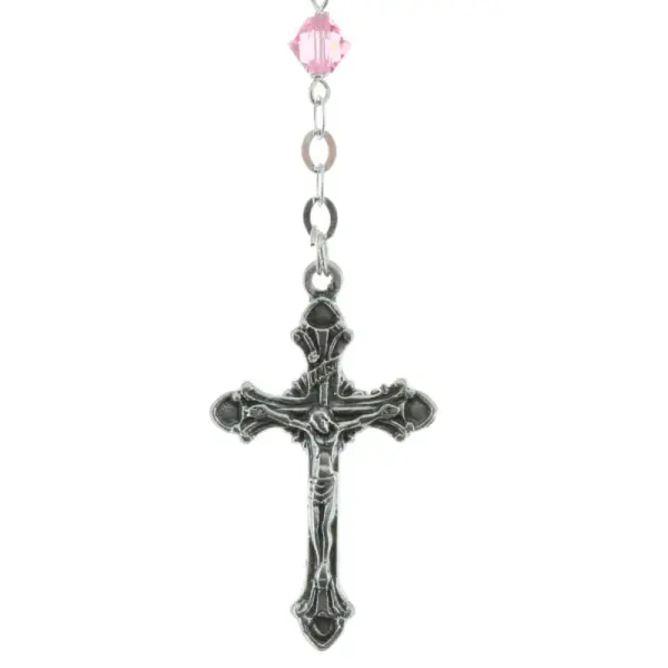 Lourdes silver rosary with 5mm colored Swarovski crystal beads