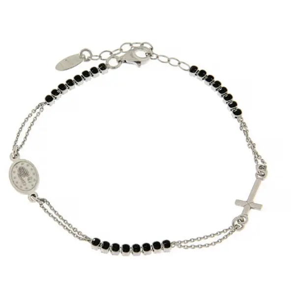 Bracelet AMEN en argent 925 et zircons noirs