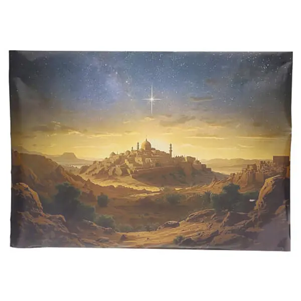 Toile de fond paysage oriental en papier pour crèche 70x100 cm