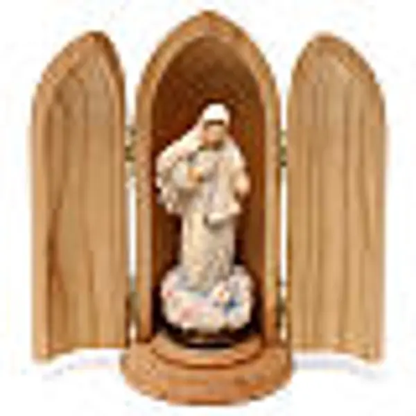 Statue Reine de la Paix Medjugorje dans niche bois