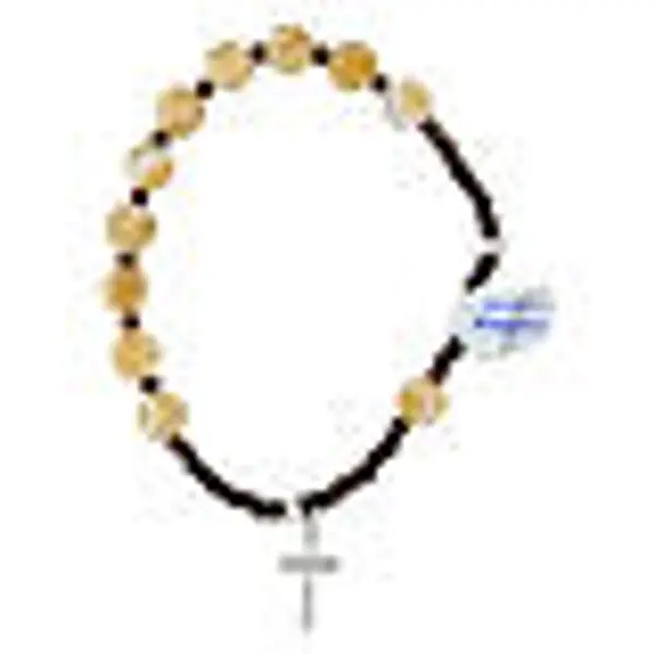 Bracelet croix argent 925 élastique perles nacre 8 mm