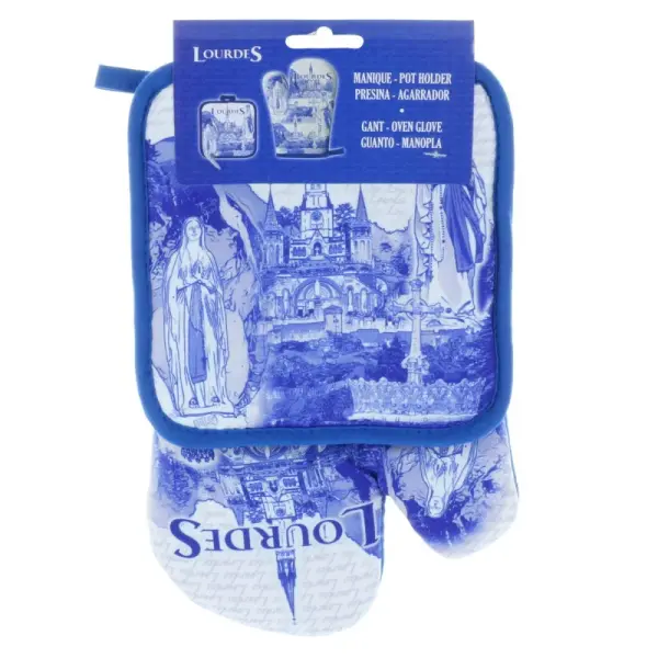 Lourdes oven glove and pot holder set