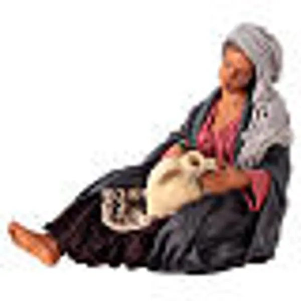 Femme décorant une jarre crèche napolitaine 30 cm