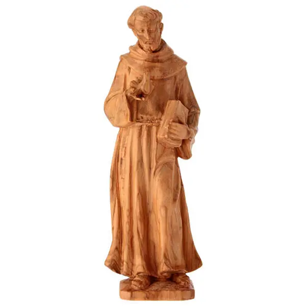 Statuette Saint François d'Assise tourterelle bois olivier