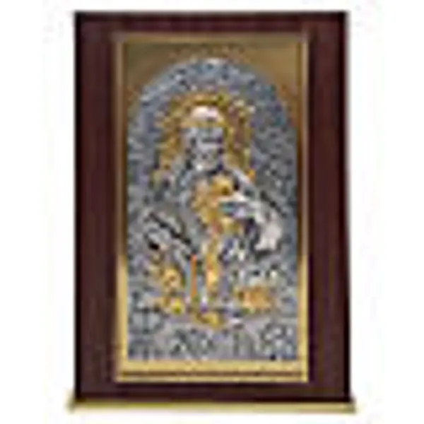 Tabernacle bicolore Christ Ressuscité Sacré-Cœur en acajou 40x30x30 cm