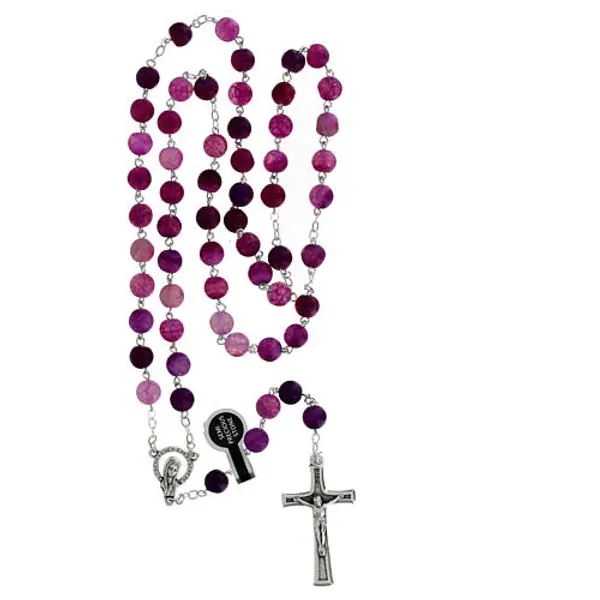 Chapelet argent grains 5 mm agate violette