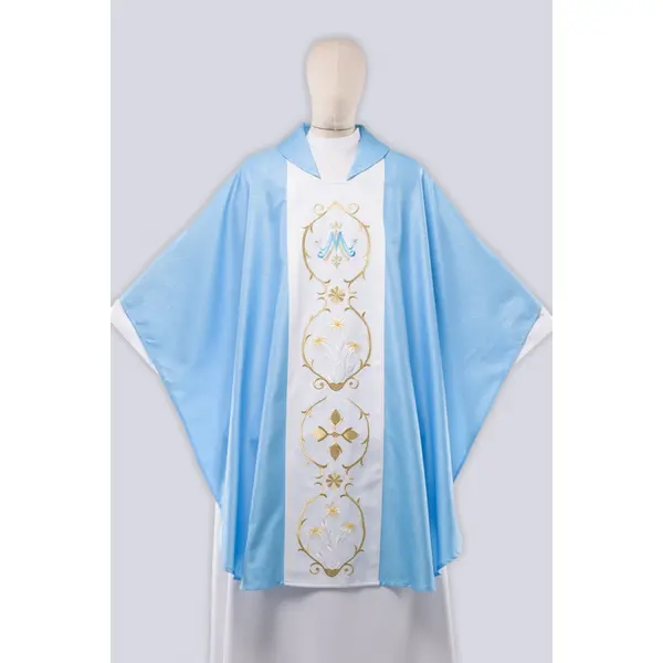 Chasuble mariale bleue avec broderie M2b/nIK