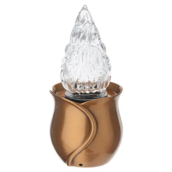 Lampe funéraire en bronze en forme de fleur 19,5x9x9 cm