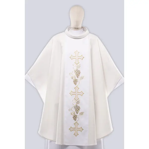 Chasuble solennelle blanche-dorée brodée P9/b