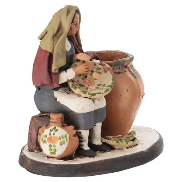 Santon crèche de Noël décorateur d'assiettes terre cuite 18cm