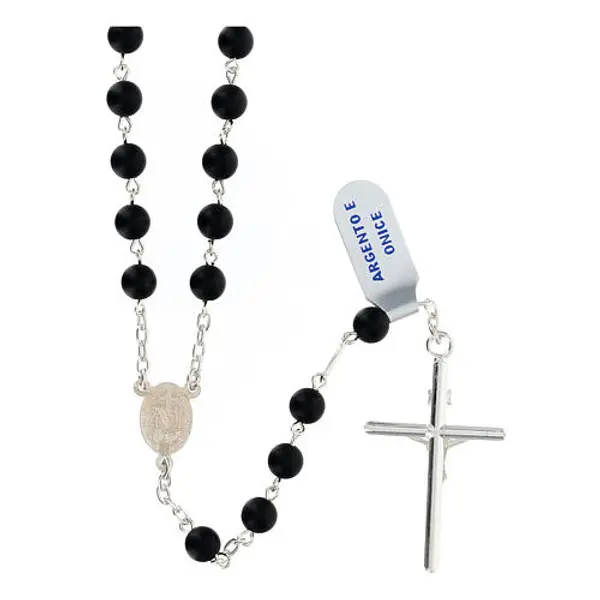 Chapelet collier Vierge Miraculeuse onyx