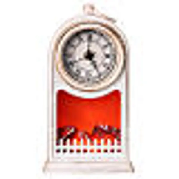 Cheminée LED blanc horloge vintage 25x15x12 cm