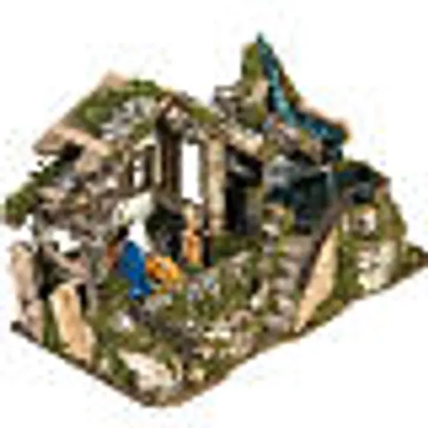 Etable crèche Noel style chalet avec cascade 28x48x24 cm