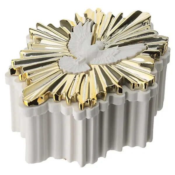 Étui à chapelet en résine forme rayonnante dorée Saint Esprit