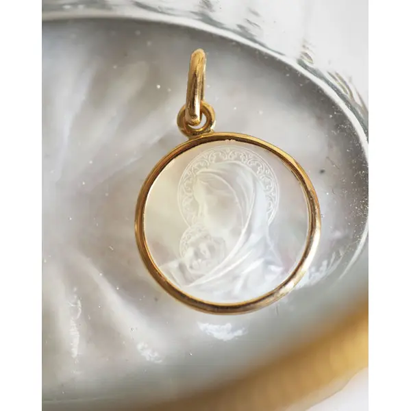 Médaille Douce Mère en nacre 16mm | Or 18 carats