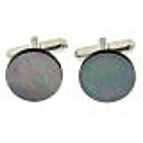 Boutons de manchette ronds nacre grise